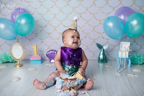 Smash the Cake Ensaio com Bolo Sereia SP Zona Sul'