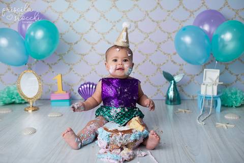 Smash the Cake Ensaio com Bolo Sereia SP Zona Sul'