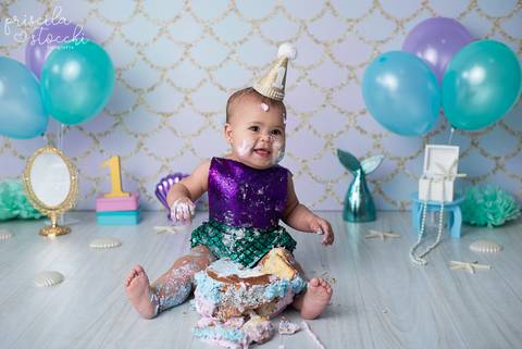 Smash the Cake Ensaio com Bolo Sereia SP Zona Sul'