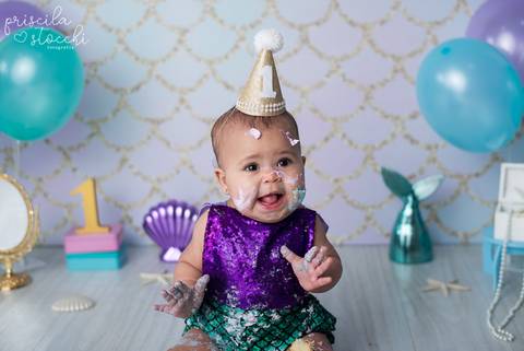 Smash the Cake Ensaio com Bolo Sereia SP Zona Sul'