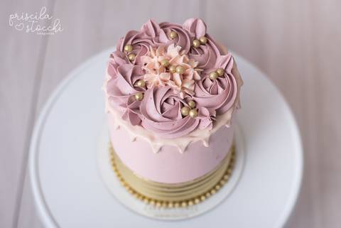 Bolo para Smash the Cake Rosé e Dourado SP'