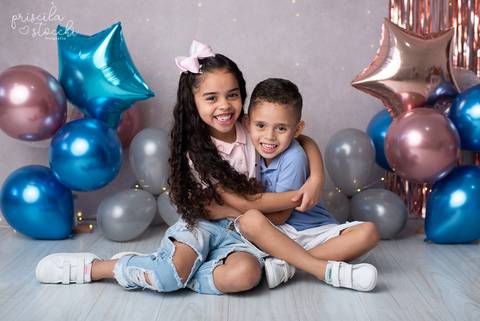 Ensaio de Aniversário Irmãos 6 e 4 anos SP'