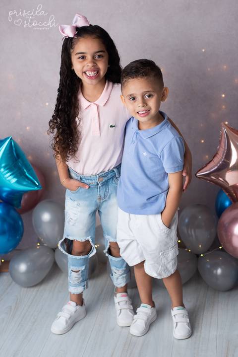 Ensaio de Aniversário Irmãos 6 e 4 anos SP'