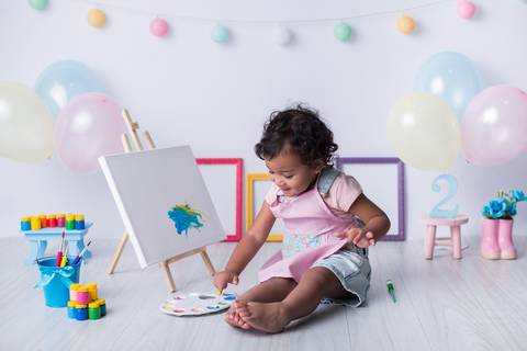Ensaio Infantil com Tintas 2 anos SP'