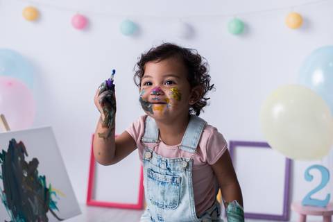 Ensaio Infantil com Tintas 2 anos estúdio SP'