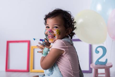 Ensaio Infantil com Tintas 2 anos estúdio SP'