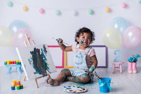 Ensaio com Tintas 2 anos estúdio SP Zona Sul'