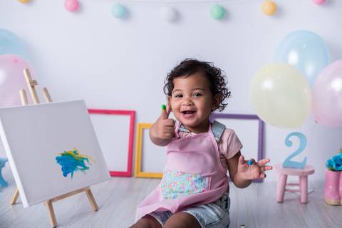 Ensaio Infantil com Tintas Menina SP'