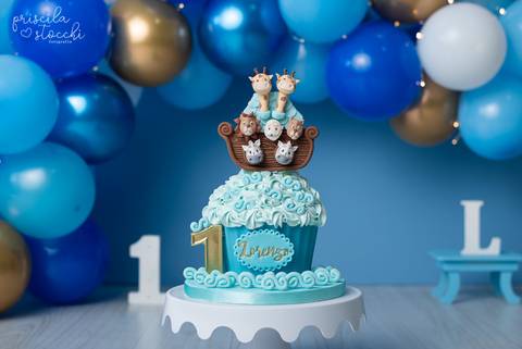 Bolo Para Smash the Cake Arca de Noé'