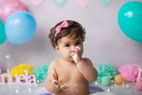 Smash the Cake Menina 1 ano Candy Colors SP'