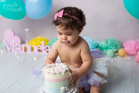Smash the Cake Menina 1 ano Candy Colors SP'