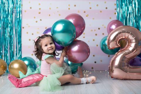 Ensaio 2 anos Menina Colorido Balões São Paulo'