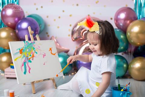 Ensaio Infantil com Tintas 2 anos Menina SP'