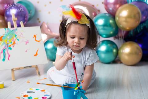 Ensaio Infantil com Tintas Menina SP'
