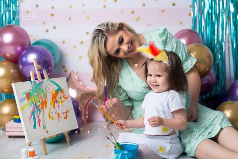 Ensaio de tintas 2 anos com os pais SP'