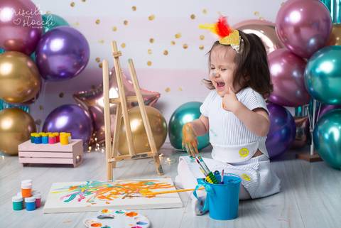 Ensaio Infantil com Tintas 2 anos SP Zona Sul'