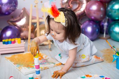 Ensaio Infantil com Tintas Menina SP Zona Sul'