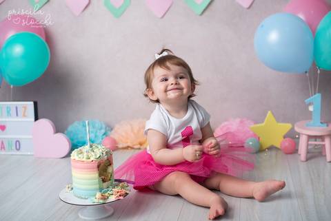 Ensaio com Bolo 1 ano Menina SP'