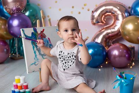 Ensaio com tintas Menina 2 anos SP'