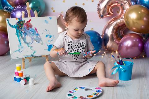 Ensaio com tintas Menina 2 anos SP'