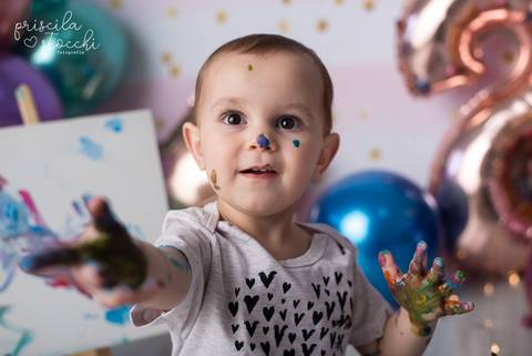 Ensaio com tintas Menina 2 anos SP'