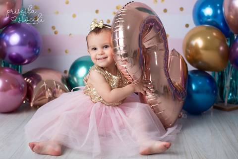 Ensaio Infantil 2 anos com balões SP'