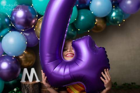 Sessão 4 anos Menina Com Balões São Paulo'