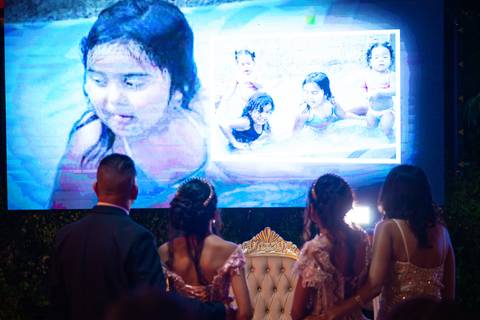 Um dos momentos mais bonitos da festa, com todos reunidos'