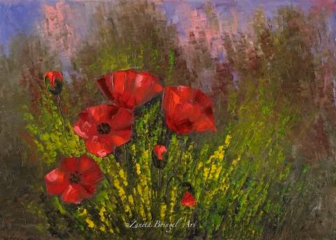 Dancing Poppies, 50x70x2cm, oil on canvas, palette knife'