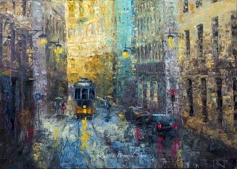 City of Lisbon, 50x70x2cm, oil on cavas, palette knife'