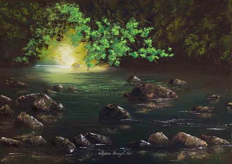 Serenity Creek, 50x70x2cm, oil on canvas, palette knife'