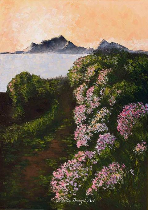 Flowered Beach Path, 50x70x4cm, oil on canvas, palette knife'