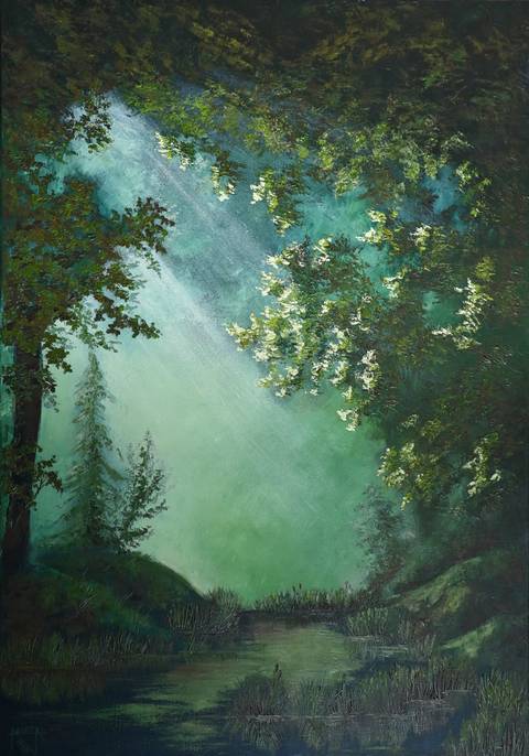 Mystic Morning, 100x70x4cm, oil on canvas, palette knife'