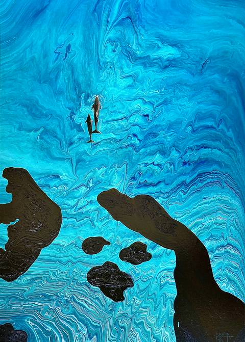 Oceans Scream, 70x50x4 cm, acrylics on canvas'