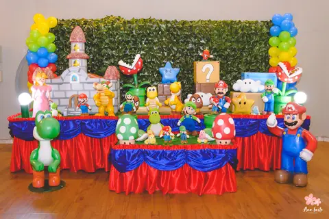 Decoração de festa de aniversário tema Mário'