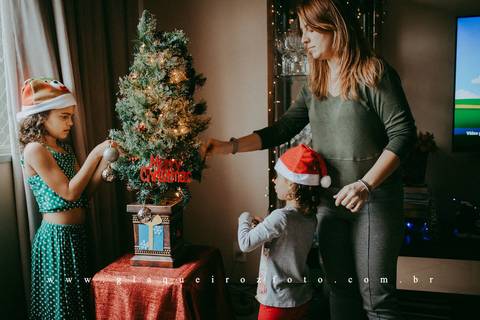 Ensaio Família Natal em casa'