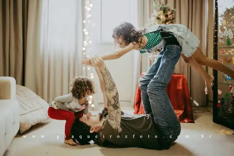 Ensaio Família Natal em casa'