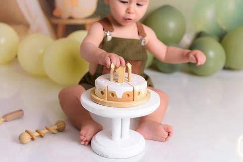 ensaio de um ano com bolo fake em santo andré'