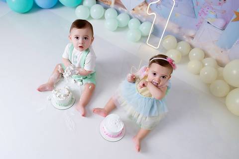 smash the cake gêmeos com dois bolos bairro jardim em santo andré'