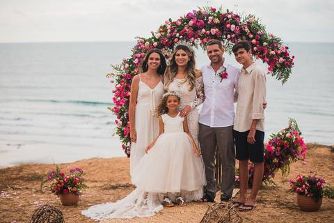 retrato de casal com filhos'