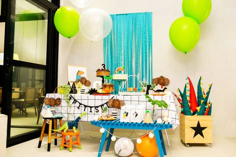 fotografo aniversario joinville festere pety paio casa de festa joinville fabrica de festas decoração dinossauros Caio 3 anos'