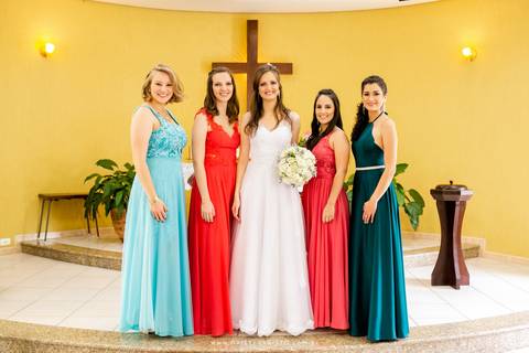 cerimonialista decoração Fran e Thiago Igreja Luterana Joinville Deise Deisy Daysi Daisy Evaristo Fotografa saida madrinhas e padrinhos'