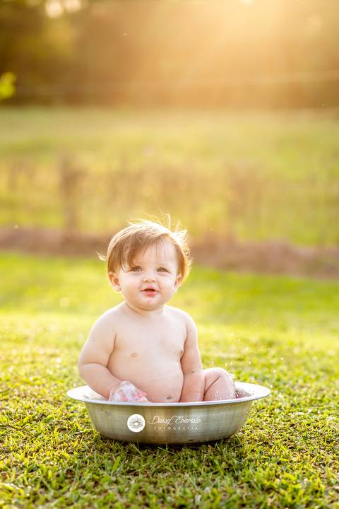 fotografia fotografo infantil familia gestante aniversario joinville banho banheira aluminio ar livre externo maria alice jaque thiago cowntry smash the cake'
