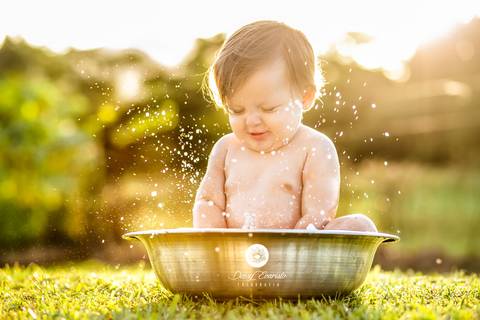 fotografia fotografo infantil familia gestante aniversario joinville banho banheira aluminio ar livre externo maria alice jaque thiago cowntry smash the cake'