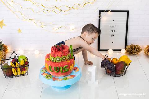 ensaio estudio fotografico joinville daisy evaristo acompanhamento do bebe família smash the cake the fruit bolo de melancia feira da fruta nutrição'