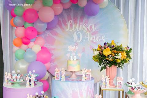 Luisa 10 anos  Daisy Evaristo Fotografia decoração tie dye fotografo aniversario joinville'