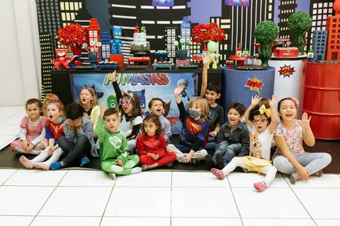 Julia Matheus 5 anos in festa buffet casa de festa Daisy Evaristo Fotografia decoração pj masks fotografo aniversario joinville'