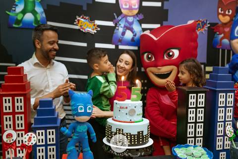 Julia Matheus 5 anos in festa buffet casa de festa Daisy Evaristo Fotografia decoração pj masks fotografo aniversario joinville'