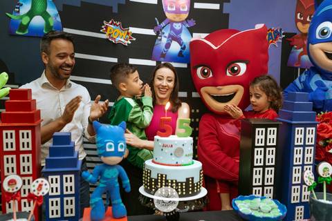 Julia Matheus 5 anos in festa buffet casa de festa Daisy Evaristo Fotografia decoração pj masks fotografo aniversario joinville'