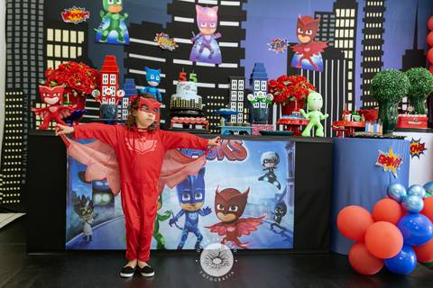 Julia Matheus 5 anos in festa buffet casa de festa Daisy Evaristo Fotografia decoração pj masks fotografo aniversario joinville'